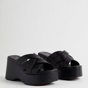 Torrid Wide Width Black Crisscross Platform Mule